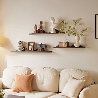 Aibiju solid wood wall storage rack living room partition storage rack home simple display rack wall hanging walnut color 90cm