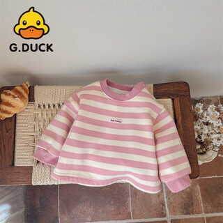 G.duck official infant and toddler autumn and winter one-piece velvet bottoming shirt quilted thickened overalls two-piece set 2025 winter official pink one-piece velvet sweatshirt flagship 73cm