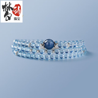 Mengdong brazilian natural aquamarine bracelet 108 buddha beads s925 silver freshwater pearl bracelet for women three circles bead diameter 8mm