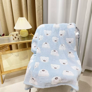 Fantasy new style office nap sheets student baby blanket baby flannel leg cover small quilt knee blue polar bear 80*100cm leg cover blanket