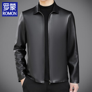 Luo meng 2025 autumn and winter new haining imitation leather leather jacket men's business pu leather lapel executive jacket jacket top men's black m