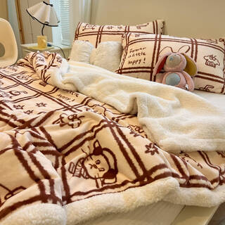 Fantasy cute cat milk and lamb velvet blanket 2025 new girly heart sofa blanket thickened warm sheet cover blanket kaca paradise milk velvet + lamb velvet cat-like feel 70x100cm napping children's blanket