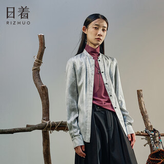 Rishuo xia acetate printed shirt women's 2025 new autumn and winter advanced waist stacking temperament short shirt top muxue white s