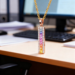 Private jewelry natural color sapphire jewelry pendant 18k gold diamond necklace fashionable rainbow customized 0.47 carat natural color sapphire pendant chain not included (chain available separately)