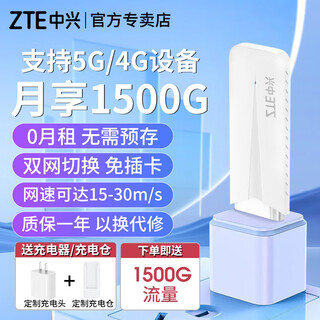 中兴原装随身wifi【送1500G】免插卡F30移动无线wifi支持5G 4G设备不限速便携随行网卡2025款 【免插卡】F30白色+支持双网自由切换+30天试用
