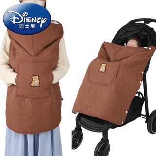 Disney (disney) children's cloak carrier baby autumn and winter stroller windproof baby blanket waist stool windproof cloak warm and thickened dark brown-game bear