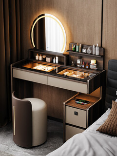 Turbosun bedside dresser safety integrated cabinet italian dressing table bedside table integrated fingerprint lock small master bedroom feeling new m dressing table + secondary cabinet on the left + leather makeup stool enf board