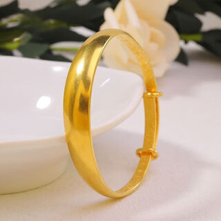 Luanjie old phoenix gold store wide glossy push-pull adjustable bracelet pure gold pure silver gold-wrapped silver bracelet wide face for mother