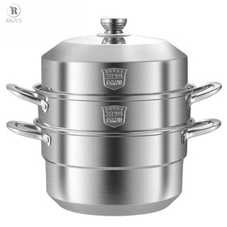 Rrlfcs german imported steamer large size 304 stainless steel 34 36 40cm household thickened double three-layer steamer steamer three layers (pot/steamer/lid all have 304 steel 0cm 36cm