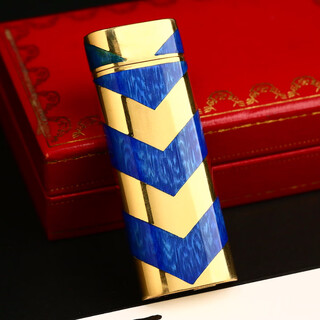 Cartier (cartier) second-hand 95 new inflatable lighter 18k solid gold jacket blue v-shaped enamel royking special model men's accessories luxury gift collection