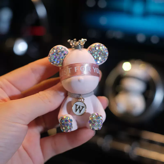 Yusenyi car perfume aromatherapy car air conditioner air vent car interior decoration supplies high-end diffusing stone ornaments pink diamond blindfold bear remarks letter 1g