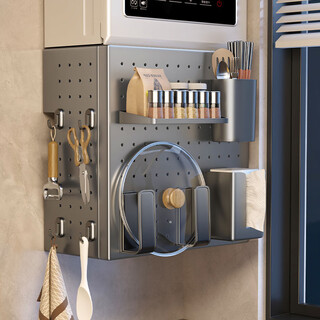 He jiagong gas water heater pipe shield decorative hole board kitchen wall hanging below ugly boiler stove shelf gun gray width 35 height 30 depth 15 standard 4 hooks