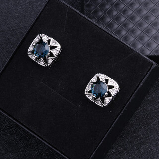 Lieshang hollow inlaid crystal ink sapphire cufflinks french shirt button nail men's business casual light luxury gift ink orchid cufflinks