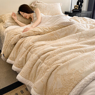 Enxing winter three-layer thickened carved milk velvet blanket sofa cover blanket office nap blanket shawl quilt warm brown flowers-carved milk velvet 200*230 blanket applicable scenarios sofa blanket double cover blanket