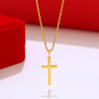 Tongrubi nine years good store anti-proof gold necklace women's cross pendant necklace simple fashion couple pendant knot free exquisite gift box