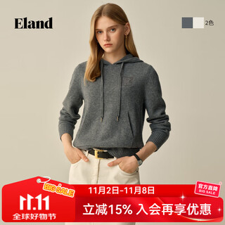 Eland yilian sweater women's fashion hooded thickened warm pullover sweater 2025 winter new style dark gray (17) d/grey s /160