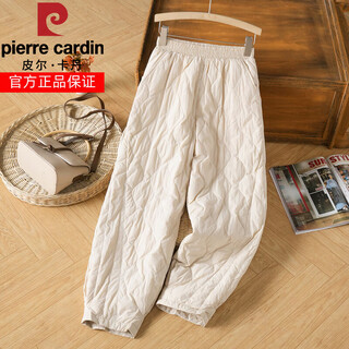 Pierre cardin high waist loose down pants 90 white duck down thickened trousers for women beige m 90-105jin jin is equal to 0.5 kg