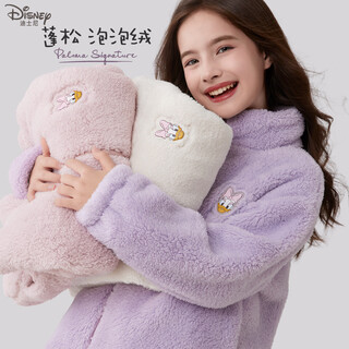 Disney (disney) girls' jacket autumn and winter new children's wool sweater big children's fashionable outerwear thickened children's clothing es096 purple 150