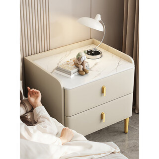 苡茉床头柜实木卧室现代家用简约2025新款轻奢小型床边柜子储物柜金45