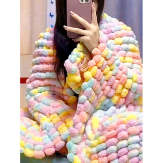 Leoezya wool blanket knitted blanket large ball thread wool hand-knitted diy oversized blanket thick cover blanket car seat 40-marshmallow 50cm 4 groups can knit about 50* commonly used cushions_baby blanket