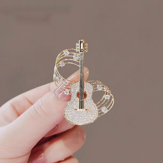 Snqp personalized niche design zircon musical note guitar brooch women's clothing accessories pin musical note guitar brooch
