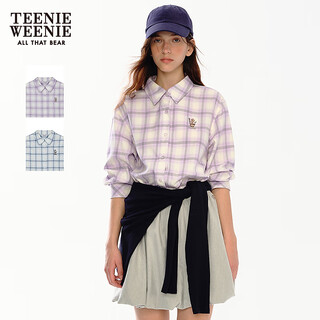 Teenie weenie bear women's shirt 2025 autumn new fun embroidered colorful plaid lapel shirt