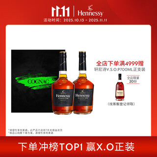 轩尼诗（Hennessy）新点干邑白兰地法国进口洋酒礼盒 700ml *2潮流礼盒