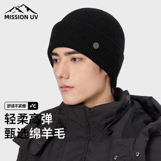 MISSION UV羊毛保暖毛线帽秋冬加厚针织帽冷帽冬帽户外护耳防寒帽子男冬季