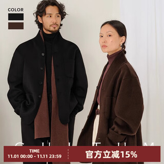 Cultum double-sided pure wool, same style for men and women, thickened 850g heavyweight short woolen coat for men in autumn and winter, black m