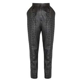 Balmain women's leather pants slim wear-resistant high waist embossed nightclub party pants trendy and fashionable black one size | fr38