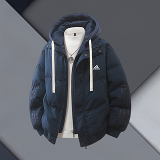 Season clover adi clover winter thickened warm cotton coat couple winter vacation two hooded versatile cotton jackets dark blue xl recommended 150-170jin jin is equal to 0.5 kg