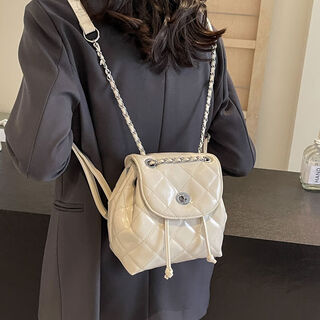 Korean style small fragrant style backpack for women 2024 new commuter backpack fashion versatile ins bucket bag off-white korean style small fragrant style