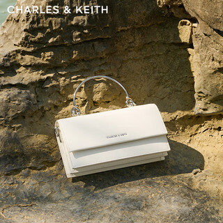 Charles&keith textured hand-held chain crossbody shoulder small square bag women's bag birthday new year gift ck6-10840559-a cream milky white xs