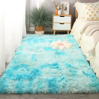 Yusenyi thickened carpet bedroom full nordic fresh style living room coffee table girl's room bedside plush bed under the bed sky blue 80x160 cm (upgraded thickening)