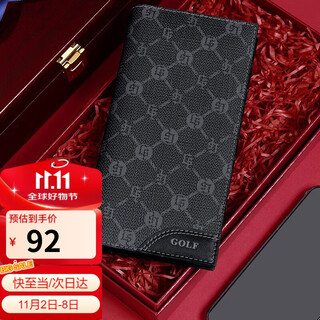 Golf golf men's wallet multi-card slot long wallet men's retro print 11 card slot card holder casual large-capacity wallet horizontal ticket holder business wallet 5v768385j black