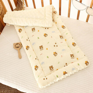 Jiaojing diaper table mat baby diaper table cotton pad nursing table cotton pad newborn mattress cotton diaper table accessories baby changing clothes orange bear/three-layer structure thickened and warm 35*75 manual measurement may cause errors