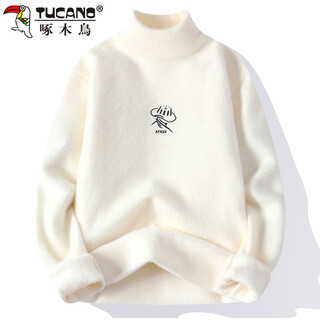 Woodpecker (tucano) sweater men's winter thickened half turtleneck bottoming sweater imitation mink velvet warm clothes men's off-white xl