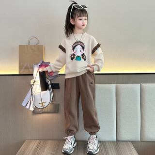 女童卫衣春秋款2025新款春装儿童装时髦套装女孩十岁春季运动上衣 小女孩春秋款套装_卫衣+裤子 120 cm