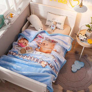 Sanqihu children's baby blanket autumn and winter thickened quilt newborn baby blanket kindergarten nap coral velvet snow bear 110x140cm double layer thickened about 24jin jin is equal to 0.5kg