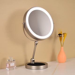 New liftable makeup mirror, desktop folding mirror, home smart mirror with light, led makeup mirror, double-sided mirror, 9-inch nickel pole, anti-fingerprint charging, three-color stepless brightening, large battery