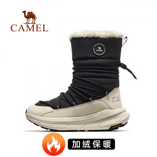 Camel hot snow 2.0 sports shoes for women 2024 autumn and winter women's plus velvet warm cotton shoes women's high top snow shoes x24c097607, off-white_black, women's model, fast shipping 35