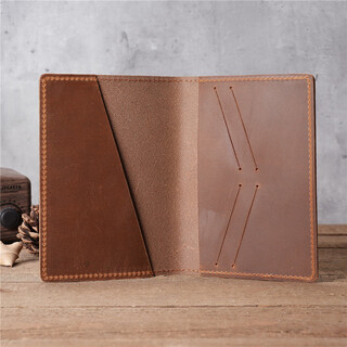 1119钱包男牛皮护照包机票夹旅行证件收纳包多功能卡包出国护照夹 红棕色
