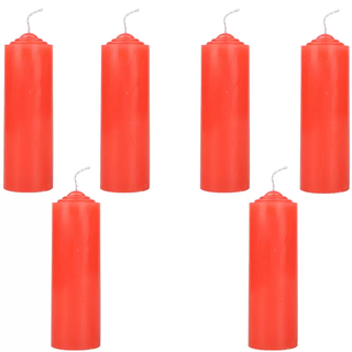 Yusenyi tasteless smoke-free holiday candle for blackout lighting for buddha yellow thick cylinder burning red and white long-lasting flame-resistant family 6 red diameter 4.2 long 13cm