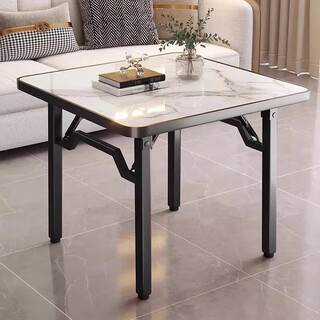 Zhuobo dining table folding table home dining table mahjong table outdoor table square table bzp7 white texture 100cm