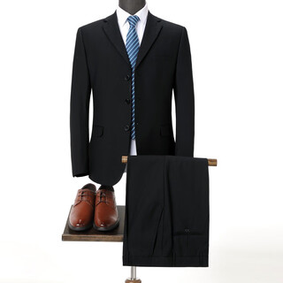 Less is more lilang men's suit business formal wool three button professional suit groom wedding dress large size worker black (three buttons) s 165/46 (please leave a message for what size pants you want)