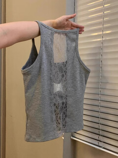 Atmospheric in lace beautiful back strap women's slim fit bottom top summer no wear underwear vest gray s 75-90jin jin equal to 0.5kg