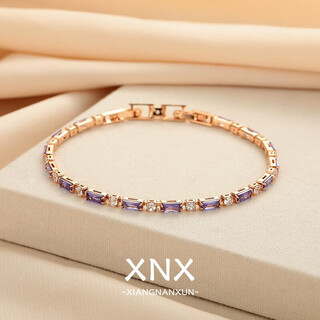 Quan yin purple diamond crystal bracelet women's 18k rose gold inlaid purple gemstone fashion imitation gold exquisite light luxury bracelet