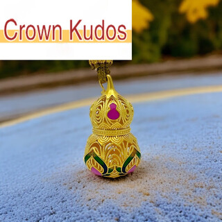 Crown kudos lemon is so cute, watershell gold-wrapped silver craftsmanship, pure silver, ancient enamel color hollow gourd pendant, gold content 1 point 3