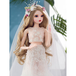 Shantou lincun 60cm princess wedding dress doll as a valentine's day gift for girls bjdsd handmade makeup doll set doris--middle section_free long veil 60cm free bear + care kit + stand
