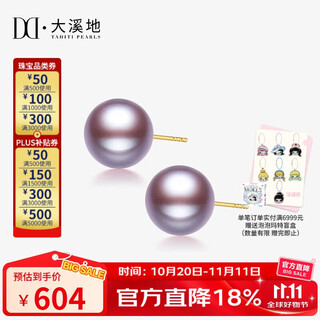 Tahitian colored pearl earrings 18k gold purple round freshwater pearl earrings 10-11mm for my wife